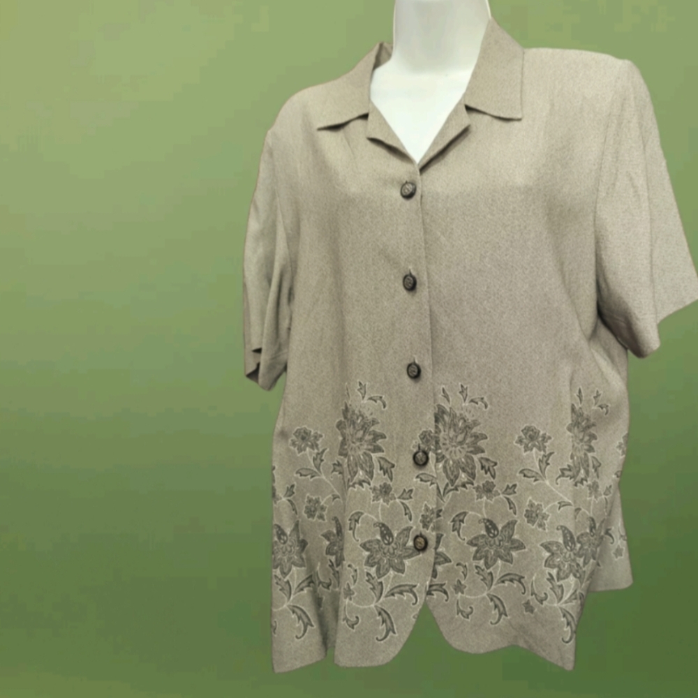 Vintage 🤎Alfred Dunner Blazer Jacket Womens 14 With Floral Design Button Front